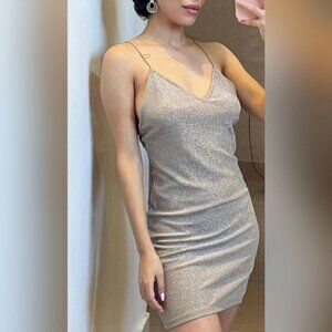 3/$20 H&M Divided Cami Dress Mini Bodycon Champagne Glitter Metallic Low Back